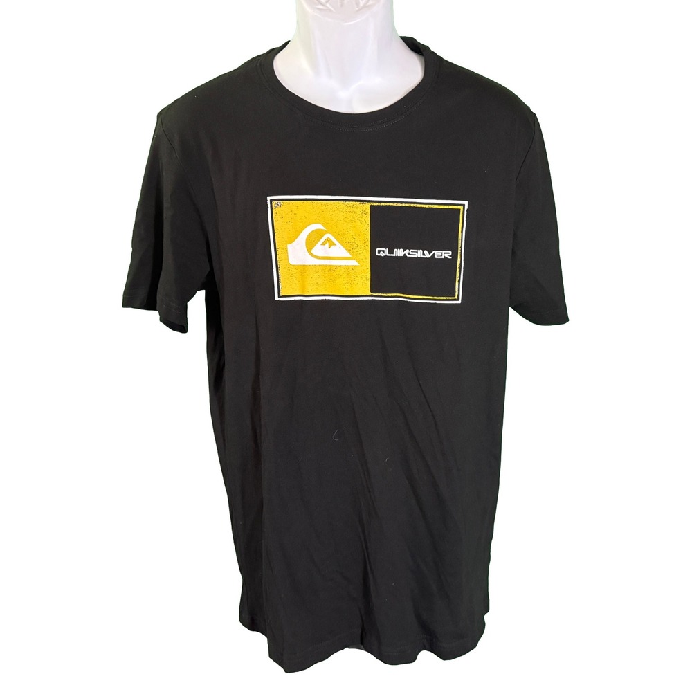 Quiksilver T-Shirt Mens Medium Black Graphic Logo Short Sleeve Tee